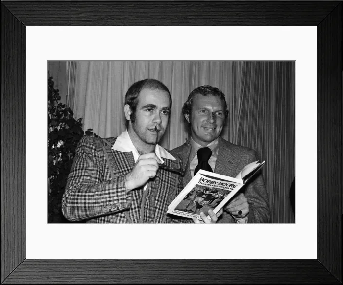 Framed Print : Elton John with Bobby Moore at the launch of Moores book Bobby Moore Framed Print : Elton John with Bobby Moore at the launch of Moores book Bobby Moore