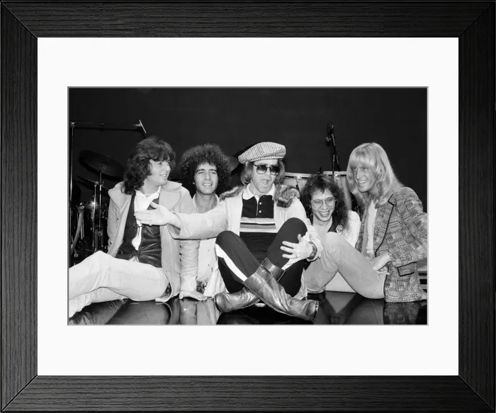 Framed Print : Elton John rehearsing and putting together his show which will open at the Wembley Empire