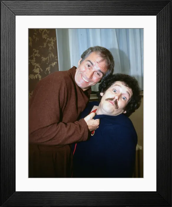 Framed Print : Cannon and Ball clowning about in dressing room June 1983