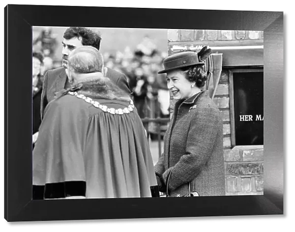 Queen Elizabeth II at The Way We Were Museum at Wigan Pier. 21st March 1986