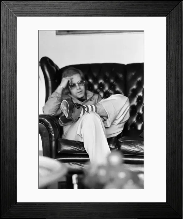 Framed Print : Elton John, singer, pictured at home in Virginia Water. 20th March 1973 Framed Print : Elton John, singer, pictured at home in Virginia Water. 20th March 1973