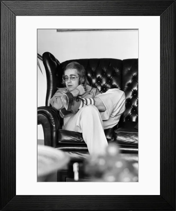 Framed Print : Elton John, singer, pictured at home in Virginia Water. 20th March 1973