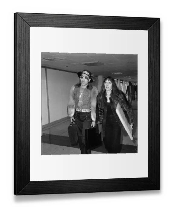 Framed Print : Elton John arrives at Heathrow Airport from Los Angeles