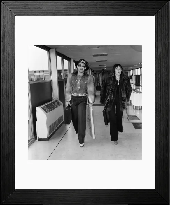 Framed Print : Elton John arrives at Heathrow Airport from Los Angeles