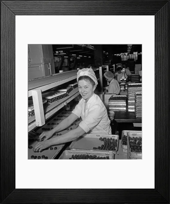 Framed Print : Frys Chocolate factory at Keynsham. Packing chocolates Mrs Ilene Sommhill of St Framed Print : Frys Chocolate factory at Keynsham. Packing chocolates Mrs Ilene Sommhill of St