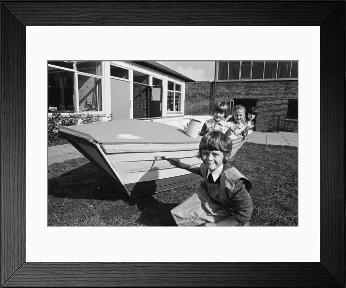 Framed Print : Children paint cobble at Guisborough School in the north-east of England Framed Print : Children paint cobble at Guisborough School in the north-east of England