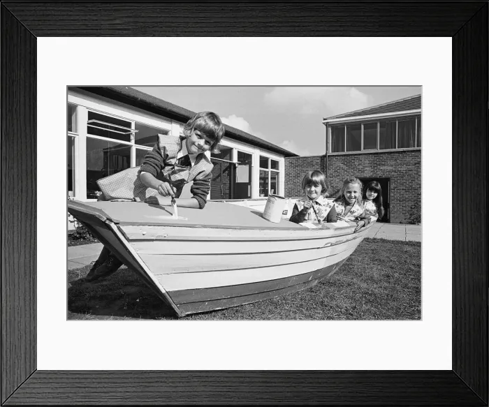 Framed Print : Children paint cobble at Guisborough School in the north-east of England Framed Print : Children paint cobble at Guisborough School in the north-east of England