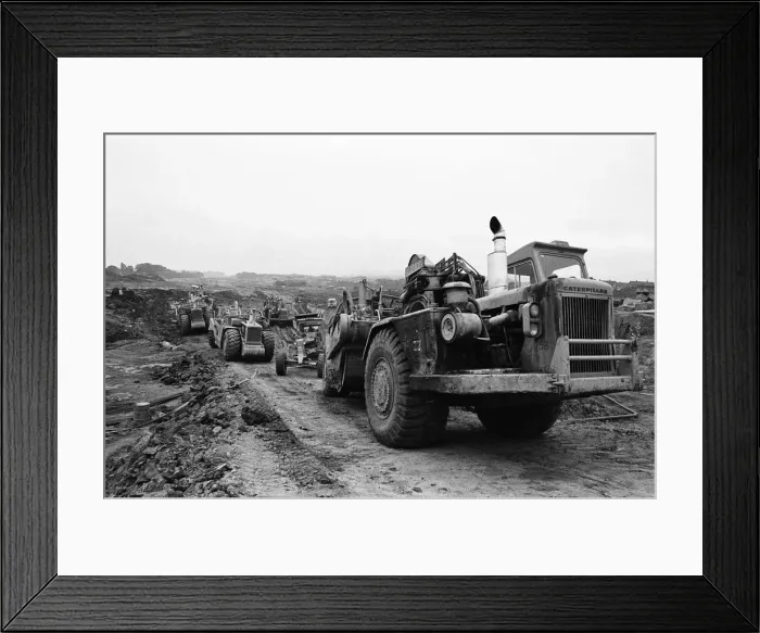 Framed Print : Construction of Parkway, Teesside. 1973