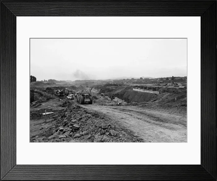 Framed Print : Construction of Parkway, Teesside. 1973