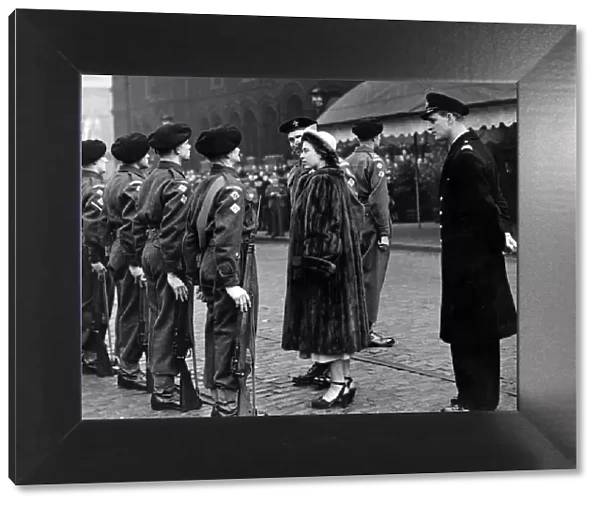 Princess Elizabeth inspecting the Guard of Honour provided by the 8th Ardwick Battalion