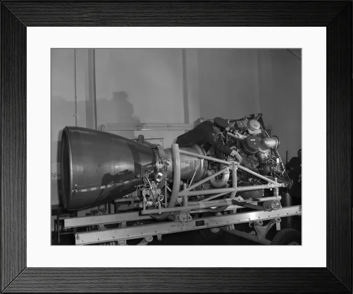 Framed Print : Chief Tech, Norman Clamp, of Southport, checking a Rocketdyne propulsion unit for a Thor Framed Print : Chief Tech, Norman Clamp, of Southport, checking a Rocketdyne propulsion unit for a Thor