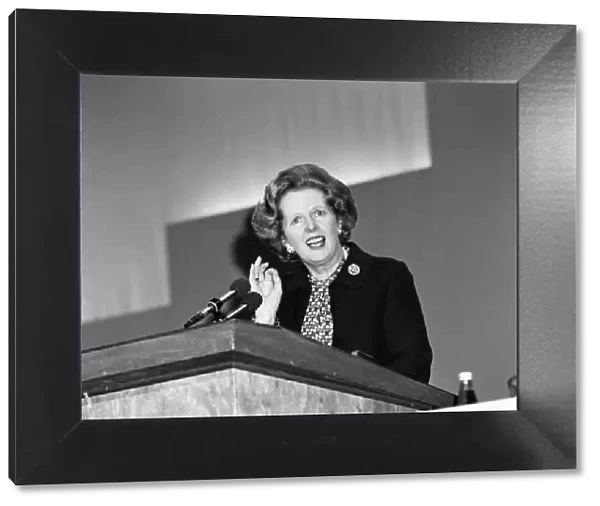 Prime Minister Margaret Thatcher speaks at the Conservative Party Conference, Brighton
