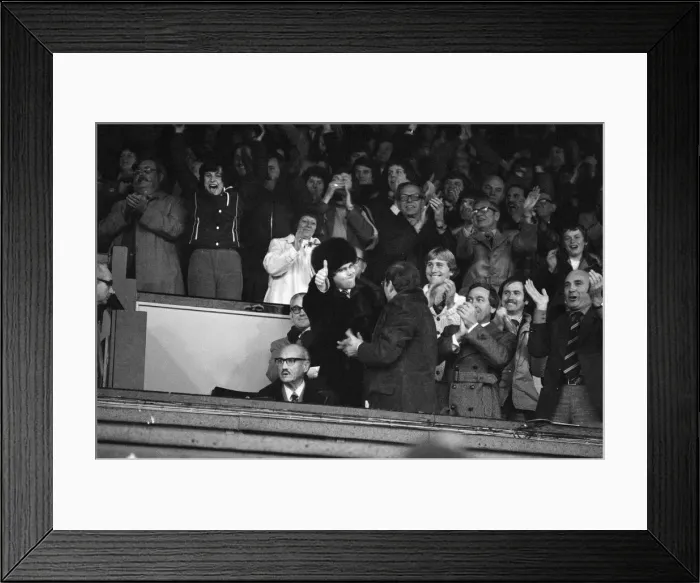 Framed Print : Elton John watching the Watford v Gillingham football match. 11th November 1978 Framed Print : Elton John watching the Watford v Gillingham football match. 11th November 1978