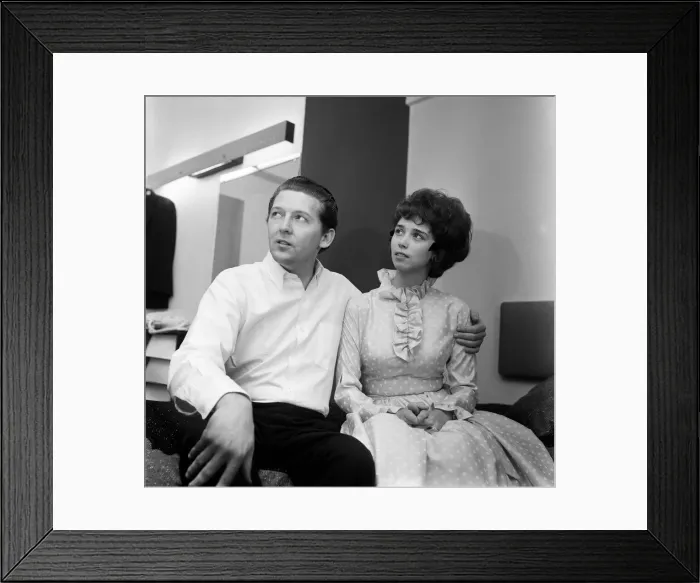 Framed Print : 26-year-old Jerry Lee Lewis with his third wife, 17-year-old Myra Framed Print : 26-year-old Jerry Lee Lewis with his third wife, 17-year-old Myra