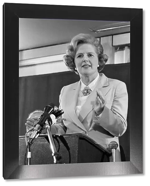 Leader of the Opposition, Mrs Margaret Thatcher speaking at the Coburg Hotel Bayswater