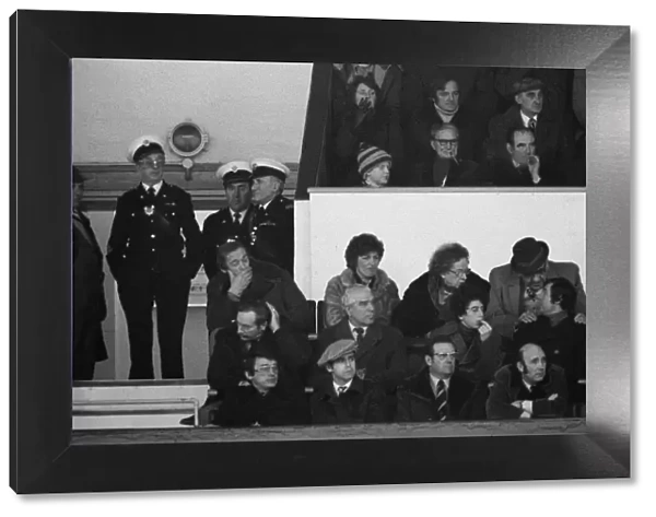 Graham Taylor, Elton John and others watching the West Ham United v Watford football
