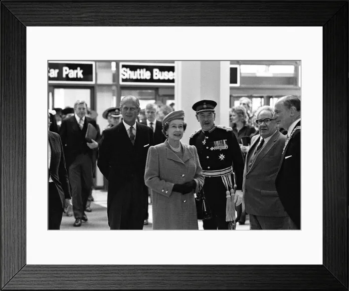 Framed Print : Prince Philip, Duke of Edinburgh and Queen Elizabeth II visit the new exhibition halls Framed Print : Prince Philip, Duke of Edinburgh and Queen Elizabeth II visit the new exhibition halls
