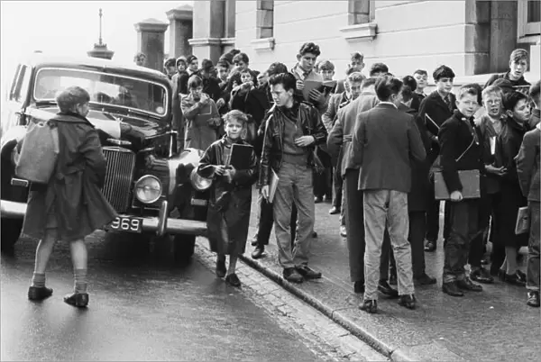 Tottenham Hotspur new striker Jimmy Greaves signs autographs for young fans