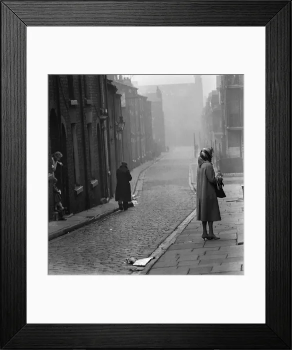 Framed Print : Slum living conditions in the north west of England. 3rd April 1960
