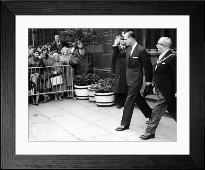 Framed Print : Accompanied by the Lord Mayor of Manchester, Prince Philip, Duke of Edinburgh Ald. R Framed Print : Accompanied by the Lord Mayor of Manchester, Prince Philip, Duke of Edinburgh Ald. R