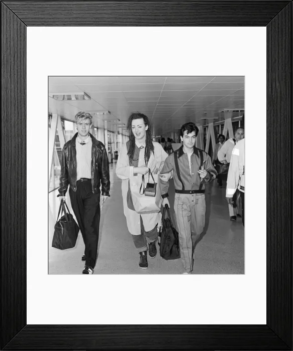 Framed Print : Culture Club leave Heathrow Airport, London for New York and an 8 day promotion visit Framed Print : Culture Club leave Heathrow Airport, London for New York and an 8 day promotion visit