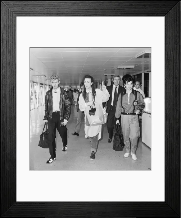 Framed Print : Culture Club leave Heathrow Airport, London for New York and an 8 day promotion visit Framed Print : Culture Club leave Heathrow Airport, London for New York and an 8 day promotion visit
