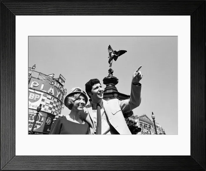 Framed Print : Big thrill for four girls who have flown to London - the swinging city - to attend Framed Print : Big thrill for four girls who have flown to London - the swinging city - to attend