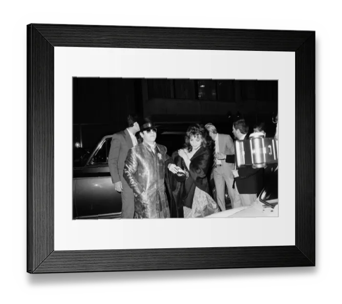 Framed Print : Elton John and his wife Renate. March 1985 Framed Print : Elton John and his wife Renate. March 1985