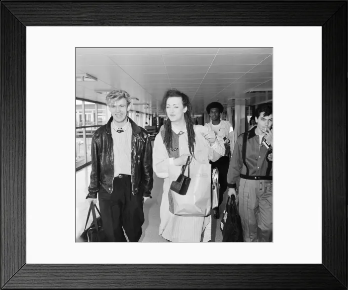Framed Print : Culture Club leave Heathrow Airport, London for New York and an 8 day promotion visit Framed Print : Culture Club leave Heathrow Airport, London for New York and an 8 day promotion visit