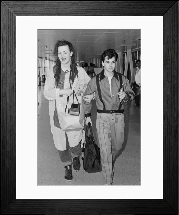 Framed Print : Culture Club leave Heathrow Airport, London for New York and an 8 day promotion visit
