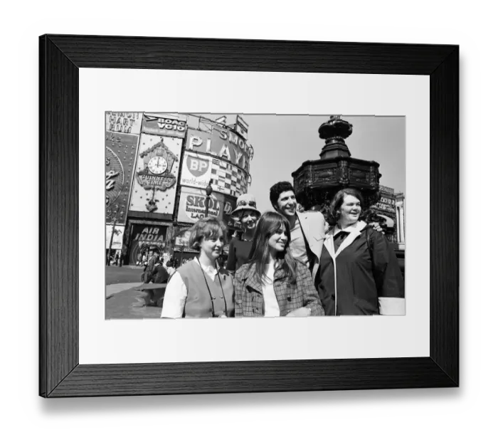 Framed Print : Big thrill for four girls who have flown to London - the swinging city - to attend