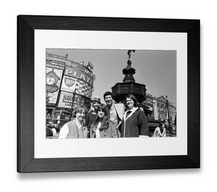 Framed Print : Big thrill for four girls who have flown to London - the swinging city - to attend Framed Print : Big thrill for four girls who have flown to London - the swinging city - to attend