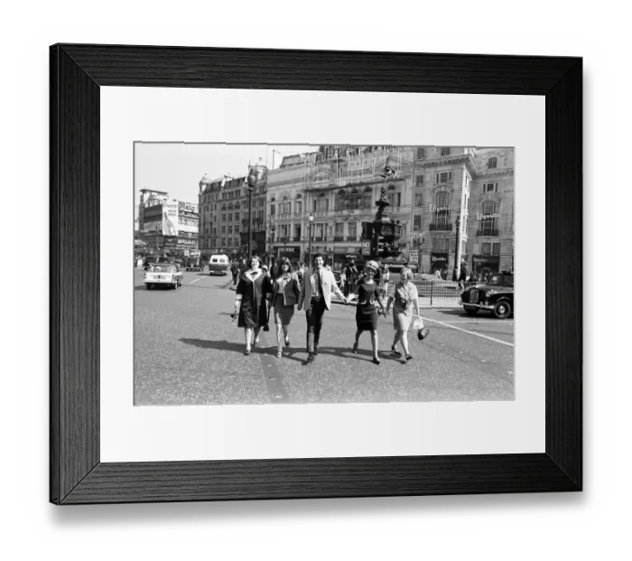 Framed Print : Big thrill for four girls who have flown to London - the swinging city - to attend Framed Print : Big thrill for four girls who have flown to London - the swinging city - to attend
