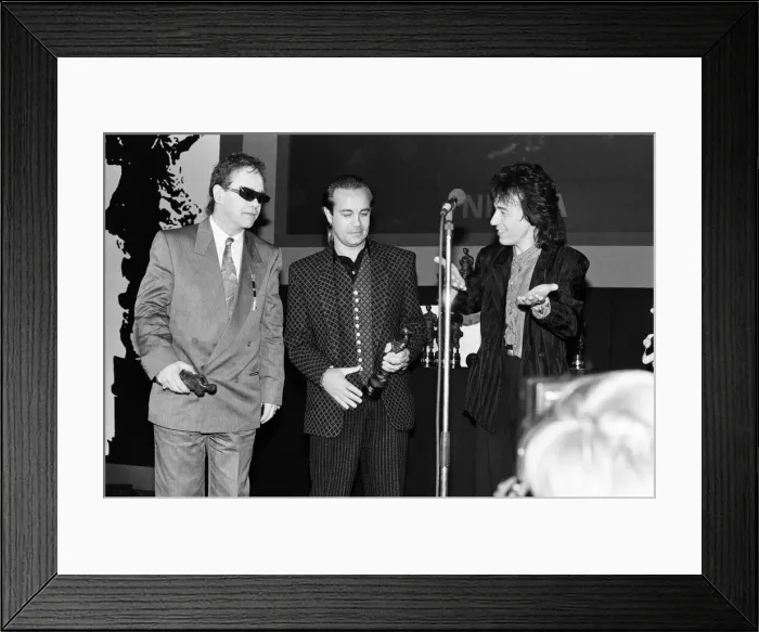 Framed Print : The Ivor Novello Awards at Gorsvenor House, London. Pictured, on stage Elton John Framed Print : The Ivor Novello Awards at Gorsvenor House, London. Pictured, on stage Elton John