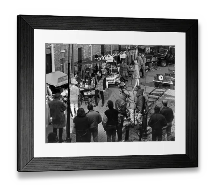 Framed Print : Jones Court off Womanby Street, central Cardiff, was turned into a market scene in