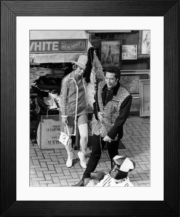 Framed Print : Jones Court off Womanby Street, central Cardiff, was turned into a market scene in Framed Print : Jones Court off Womanby Street, central Cardiff, was turned into a market scene in