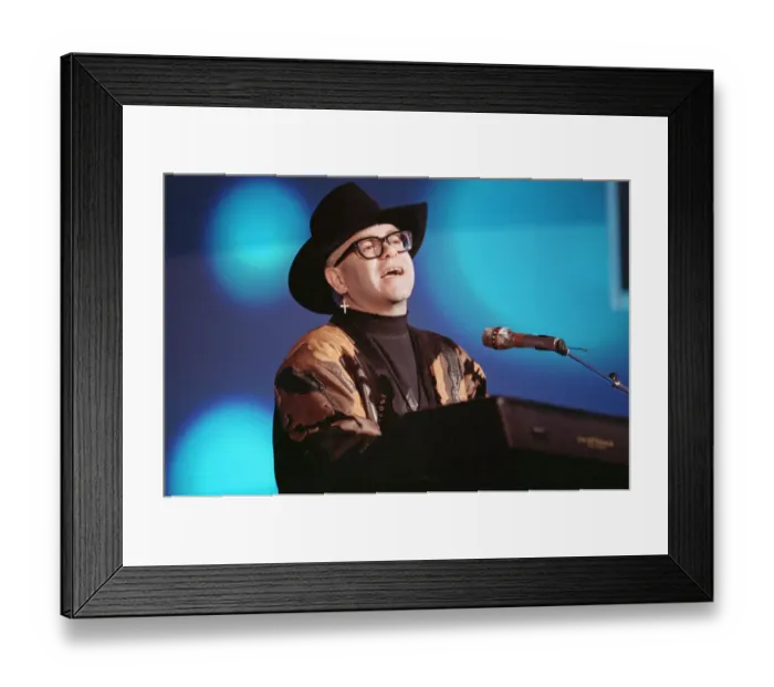 Framed Print : Elton John performing at the Sanremo Music Festival. 23rd February 1989