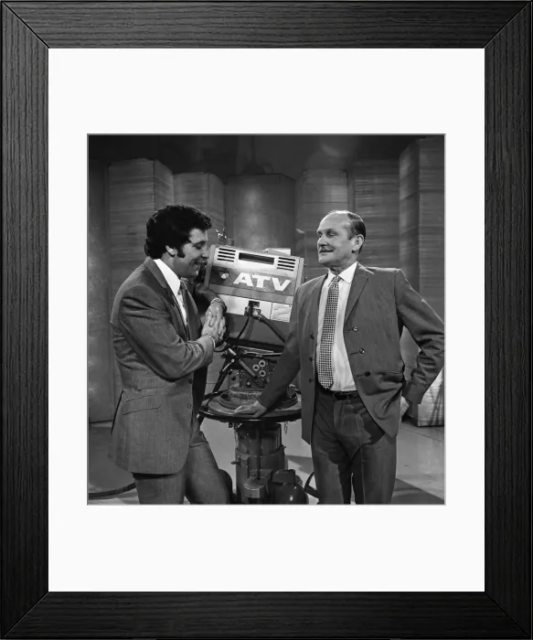 Framed Print : Two very important visitors to ATV studios at Elstree this afternoon were Mr Framed Print : Two very important visitors to ATV studios at Elstree this afternoon were Mr