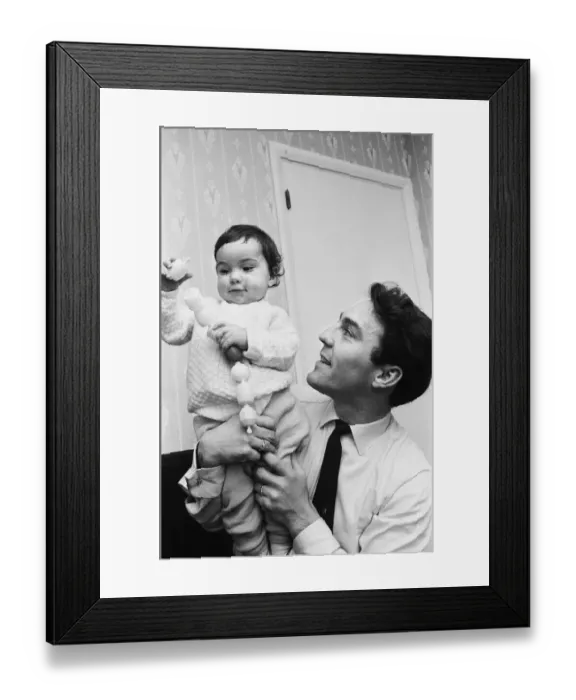 Framed Print : Jimmy Greaves with his son Danny at home. 2nd February 1964