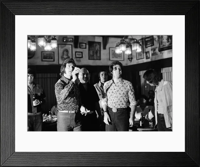 Framed Print : Tom Jones and Engelbert Humperdinck meet in a British style pub in Sacramento, California