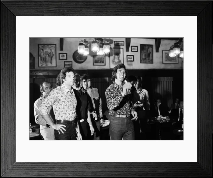 Framed Print : Tom Jones and Engelbert Humperdinck meet in a British style pub in Sacramento, California