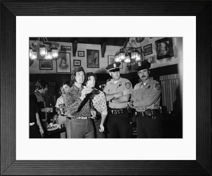 Framed Print : Tom Jones and Engelbert Humperdinck meet in a British style pub in Sacramento, California