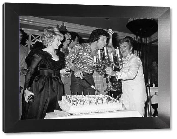 Tom Jones birthday party in Las Vegas with guests Liberace, Sonny Bono, Dionne Warwick
