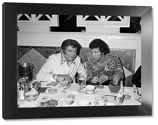 Tom Jones birthday party in Las Vegas with guest Liberace. June 1974