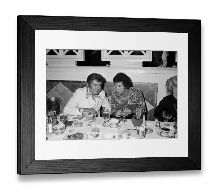 Framed Print : Tom Jones birthday party in Las Vegas with guest Liberace. June 1974