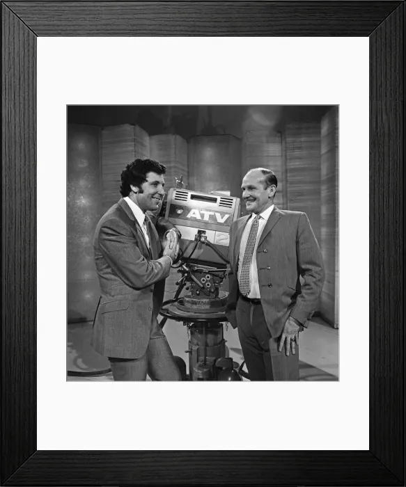 Framed Print : Two very important visitors to ATV studios at Elstree this afternoon were Mr