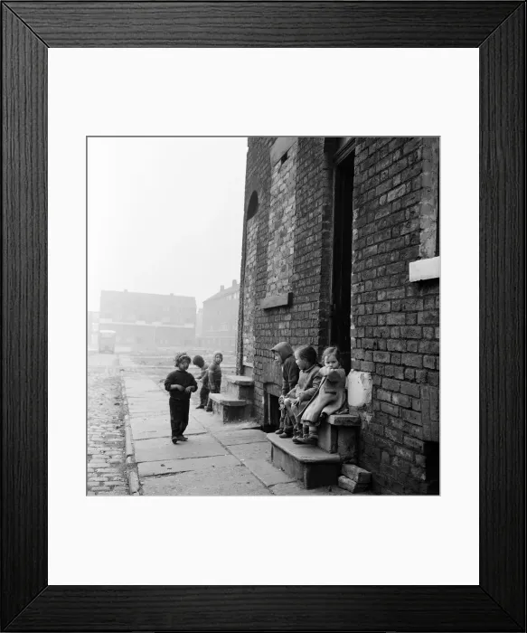 Framed Print : Slum housing in Salford. 3rd April 1960