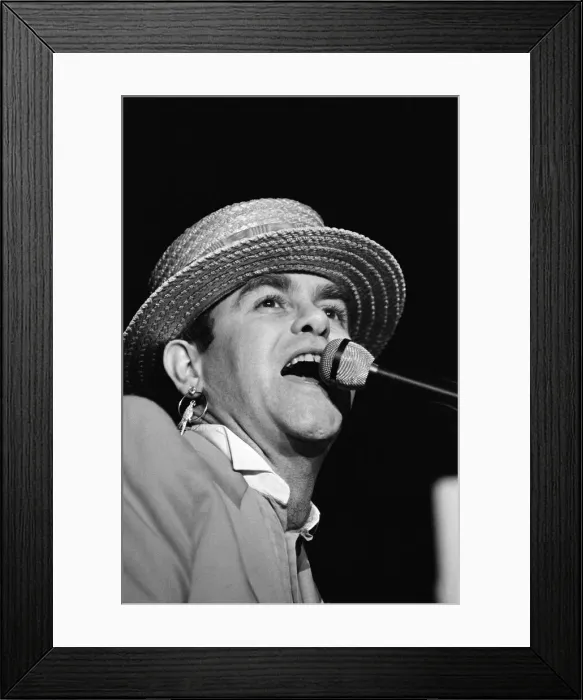 Framed Print : Elton John on his European Express Tour which was the European leg of his 1984 Breaking