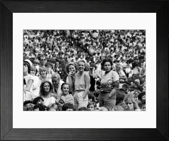 Framed Print : Fans at the Summer of 84'concert at Wembley Stadium Framed Print : Fans at the Summer of 84'concert at Wembley Stadium
