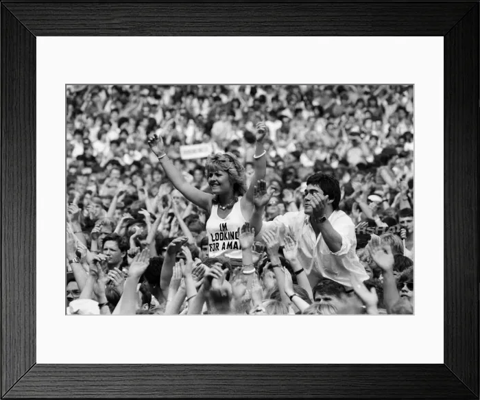 Framed Print : Fans at the Summer of 84'concert at Wembley Stadium Framed Print : Fans at the Summer of 84'concert at Wembley Stadium